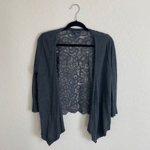 gray laceback cardigan